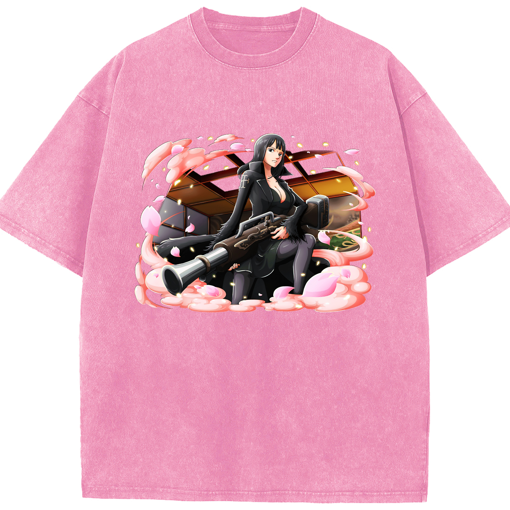 ワンピース ニコ・ロビン ONE PIECE Nico Robin 綿100% ヴィンテージ風 半袖Tシャツ（フロントプリント）